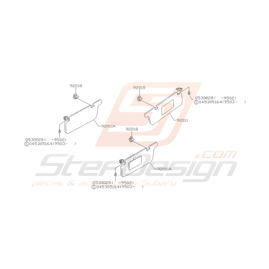 Schéma Pare Soleil Origine Subaru GT 1993 - 2000