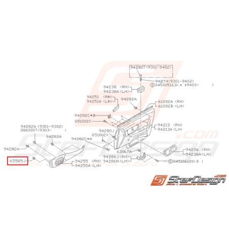 Clips de garniture de porte Origine Subaru Impreza GT 1993-1997