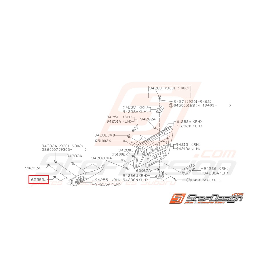 Clips de garniture de porte Origine Subaru Impreza GT 1993-1997 Clips de garniture de porte Origine Subaru Impreza GT 1993-1997