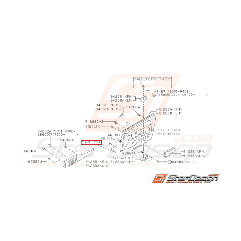 Clips de garniture de porte avant couleur noir SUBARU GT 94-97 Clips de garniture de porte avant couleur noir SUBARU GT 94-97