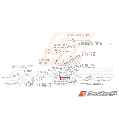 Ecrou de Poignée Intérieure Origine Subaru Impreza GT 1993 - 2000