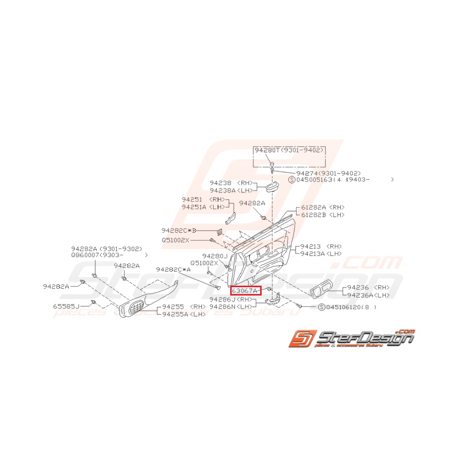 Ecrou de Poignée Intérieure Origine Subaru Impreza GT 1993 - 2000 Ecrou de Poignée Intérieure Origine Subaru Impreza GT 1993 - 2000