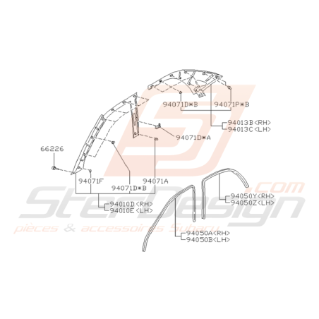 Schéma de Garnitures Intérieures Origine Subaru GT 1993 - 2000