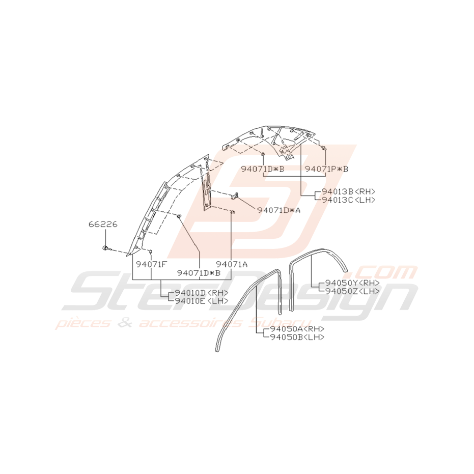 Schéma de Garnitures Intérieures Origine Subaru GT 1993 - 2000