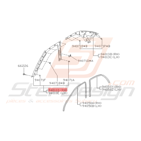 Garniture Montant Supérieur de Porte Origine Subaru GT 1998 - 2000