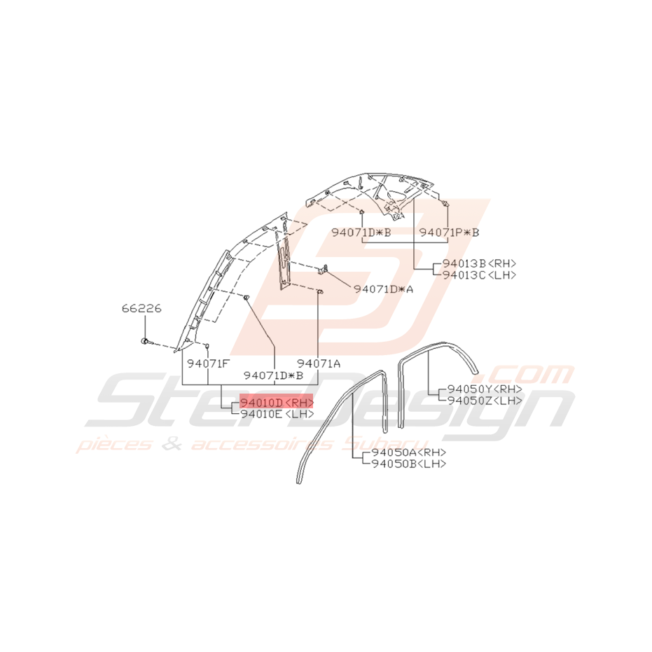 Garniture Montant Supérieur de Porte Origine Subaru GT 1998 - 2000