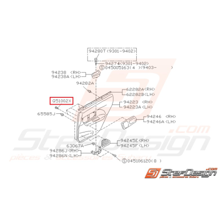 Vis taraudeuse Origine Subaru Impreza GT 1993-1997