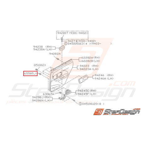 Clips de garniture de porte Origine Subaru Impreza GT 1993-1997