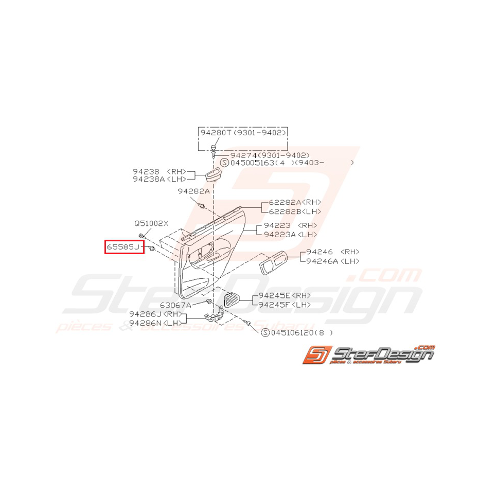 Clips de garniture de porte Origine Subaru Impreza GT 1993-1997 Clips de garniture de porte Origine Subaru Impreza GT 1993-1997