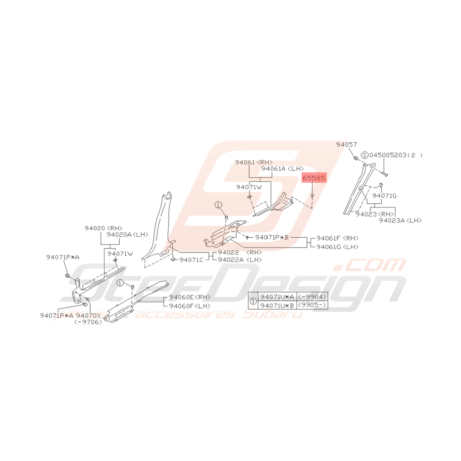 Clips Garniture Inférieure de Porte Origine Subaru GT 1993 - 2000 Clips Garniture Inférieure de Porte Origine Subaru GT 1993 - 2000