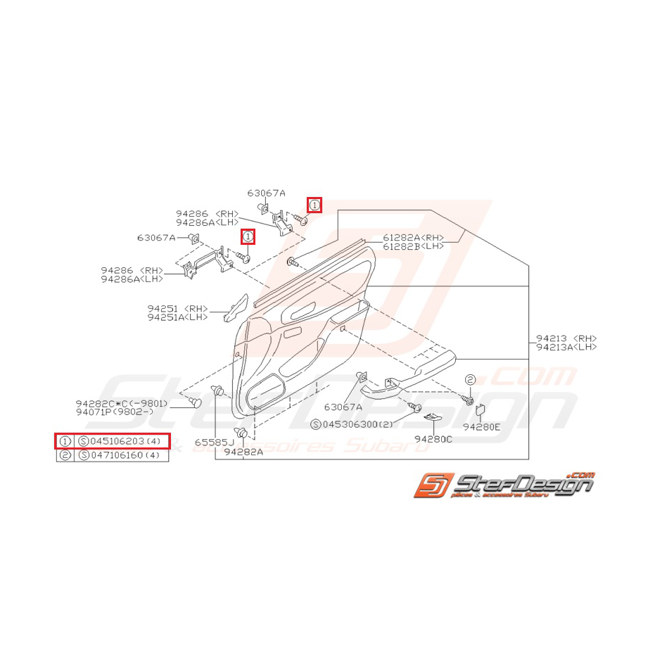 Vis taraudeuse Origine Subaru Impreza GT 1998-2000