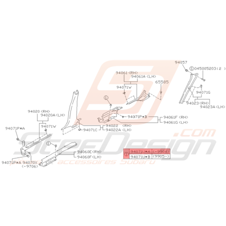 Clips de Seuil de Porte Origine Subaru GT 1993 - 04/1999