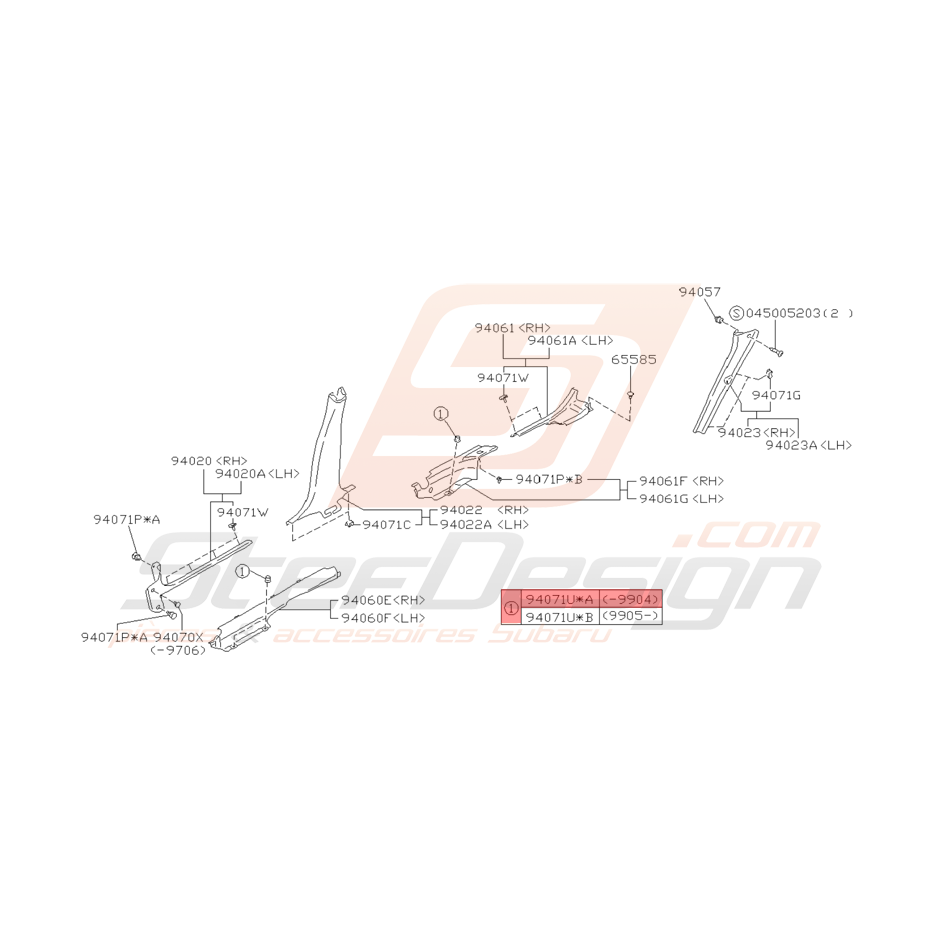 Clips de Seuil de Porte Origine Subaru GT 1993 - 04/1999