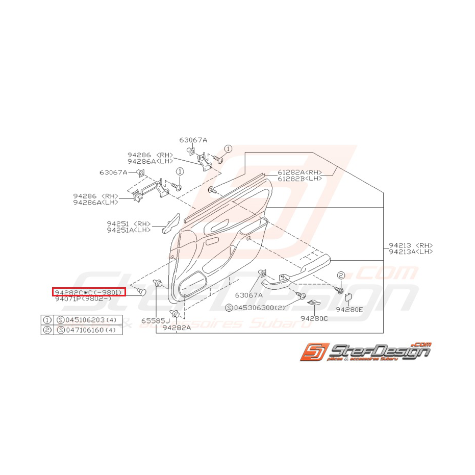 Clips de panneau de porte avant pour impreza Type-R