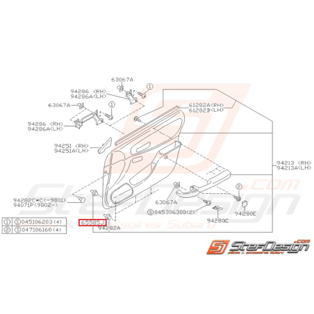 Clips de garniture de porte Origine Subaru Impreza GT 1993-1997