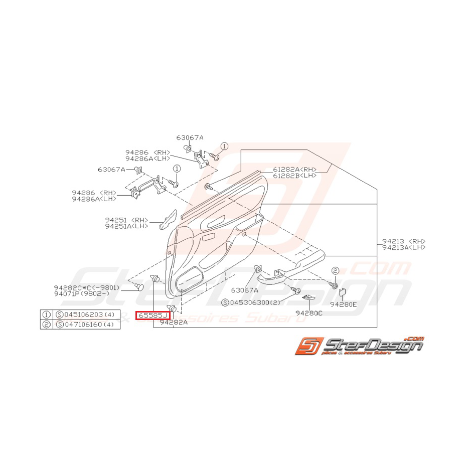 Clips de garniture de porte Origine Subaru Impreza GT 1993-1997 Clips de garniture de porte Origine Subaru Impreza GT 1993-1997