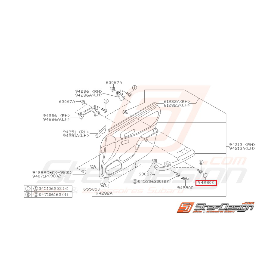 Cache vis garniture de porte avant et arrière  GT 97-00