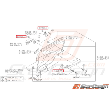 Ecrou de Poignée Intérieure Origine Subaru Impreza GT 1993 - 2000