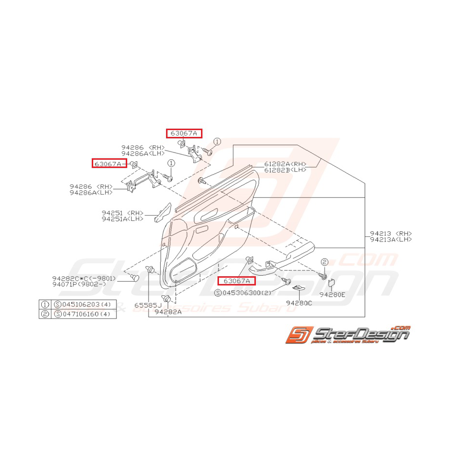 Ecrou de Poignée Intérieure Origine Subaru Impreza GT 1993 - 2000 Ecrou de Poignée Intérieure Origine Subaru Impreza GT 1993 - 2000