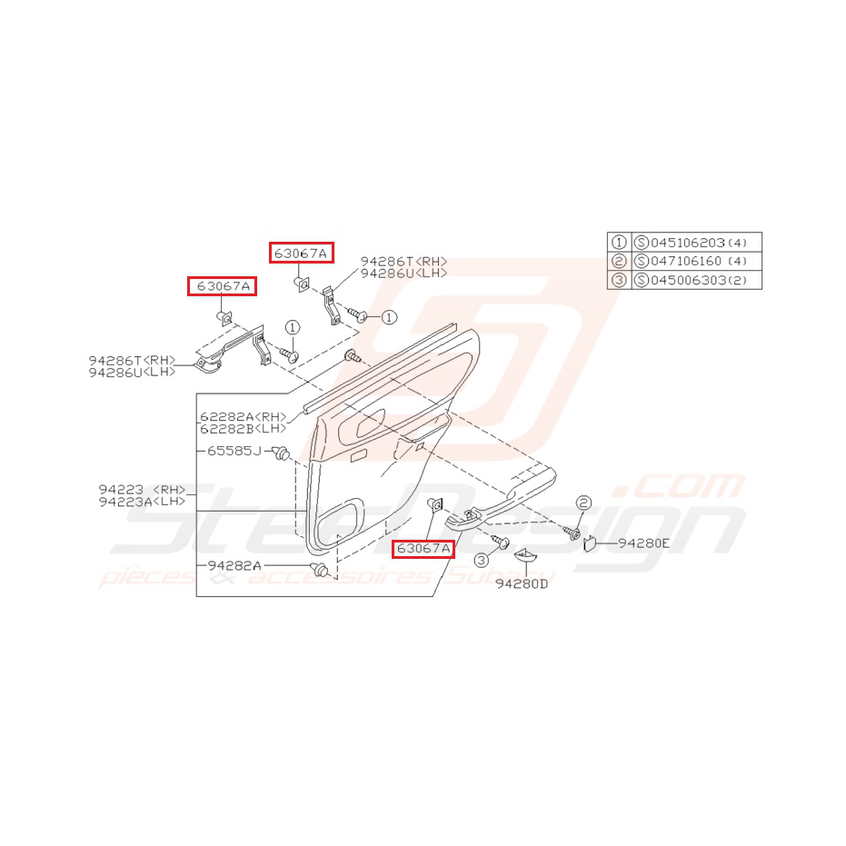 Ecrou de Poignée Intérieure Origine Subaru Impreza GT 1993 - 2000 Ecrou de Poignée Intérieure Origine Subaru Impreza GT 1993 - 2000