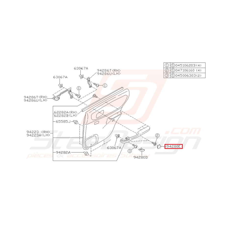 Cache vis garniture de porte avant et arrière  GT 97-00