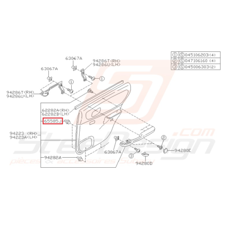 Clips de garniture de porte Origine Subaru Impreza GT 1993-1997