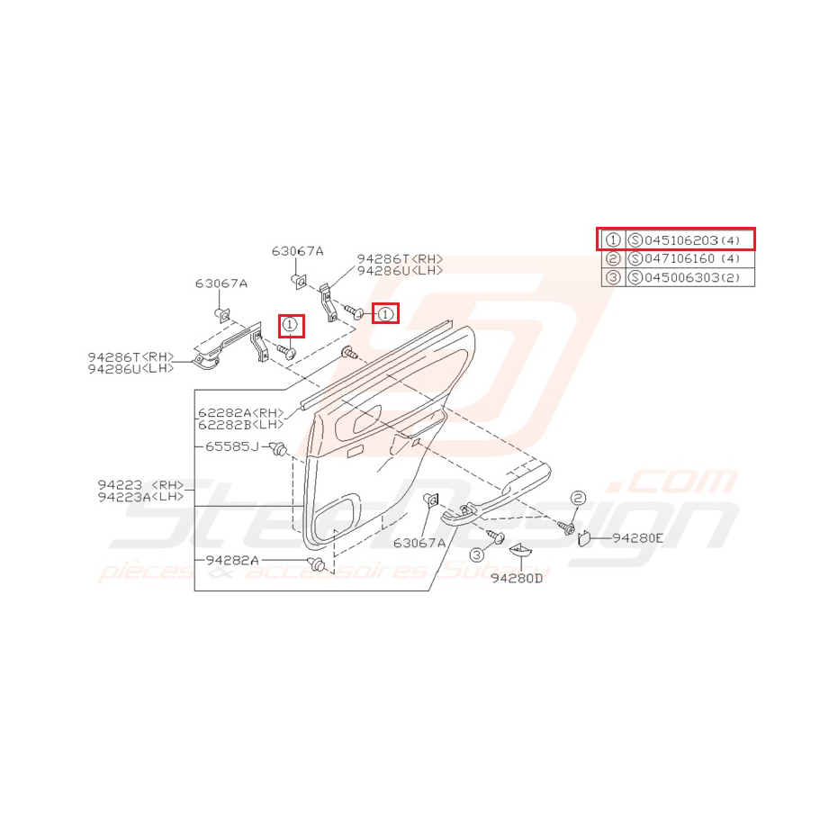 Vis taraudeuse Origine Subaru Impreza GT 1998-2000