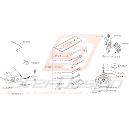 Schéma Trousse à Outils et Cric Origine Subaru GT 1993 - 2000