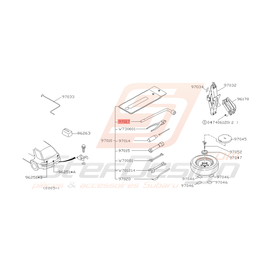 Clé à Ecrou Origine Subaru Impreza GT 1993 - 2000