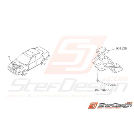 Schéma isolant de capot avant Origine Subaru Impreza GT 1994-2000