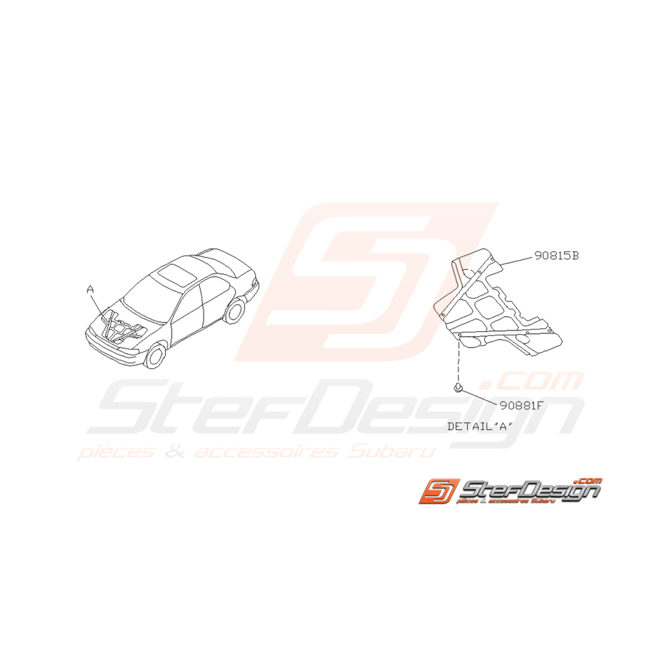 Schéma isolant de capot avant Origine Subaru Impreza GT 1994-2000 Schéma isolant de capot avant Origine Subaru Impreza GT 1994-2000