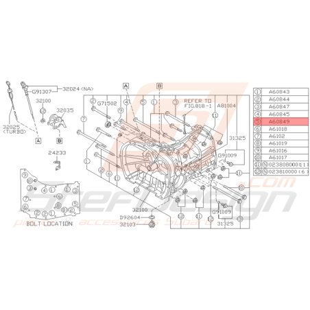 Vis de Boite Origine Subaru GT 1993 - 1994