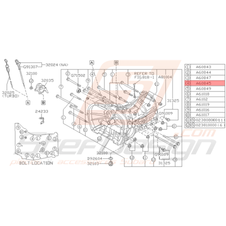 Vis de Boite Origine Subaru GT 1993 - 1994