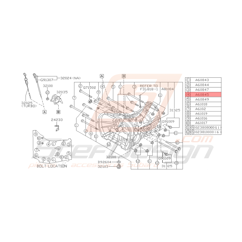 Vis de Boite Origine Subaru GT 1993 - 1994 Vis de Boite Origine Subaru GT 1993 - 1994