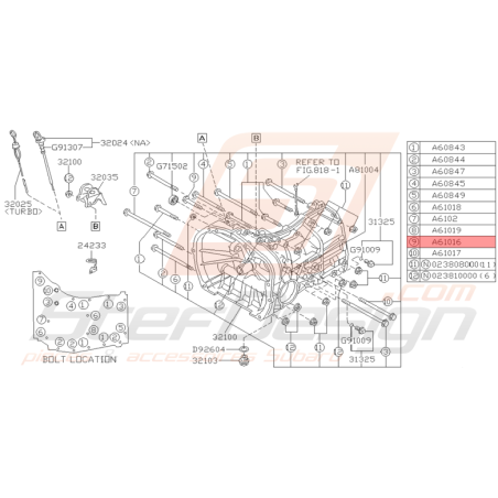 Vis de Boite Origine Subaru Impreza GT 1993 à 1994