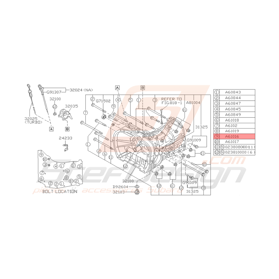 Vis de Boite Origine Subaru Impreza GT 1993 à 1994 Vis de Boite Origine Subaru Impreza GT 1993 à 1994