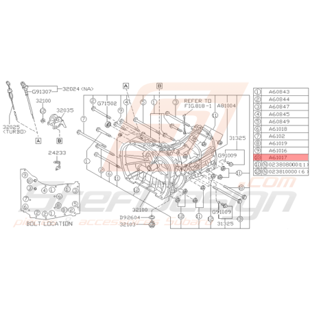 Vis de boite de vitesse Origine Subaru Impreza GT 1993 - 1994