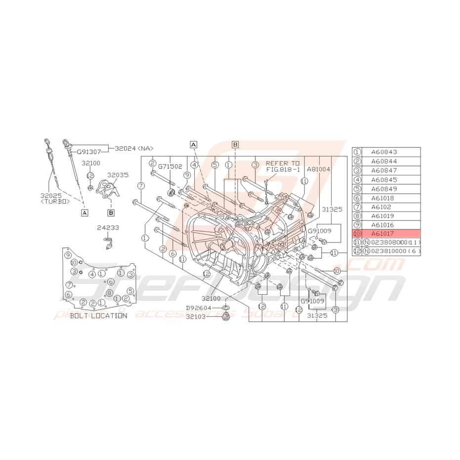 Vis de boite de vitesse Origine Subaru Impreza GT 1993 - 1994 Vis de boite de vitesse Origine Subaru Impreza GT 1993 - 1994