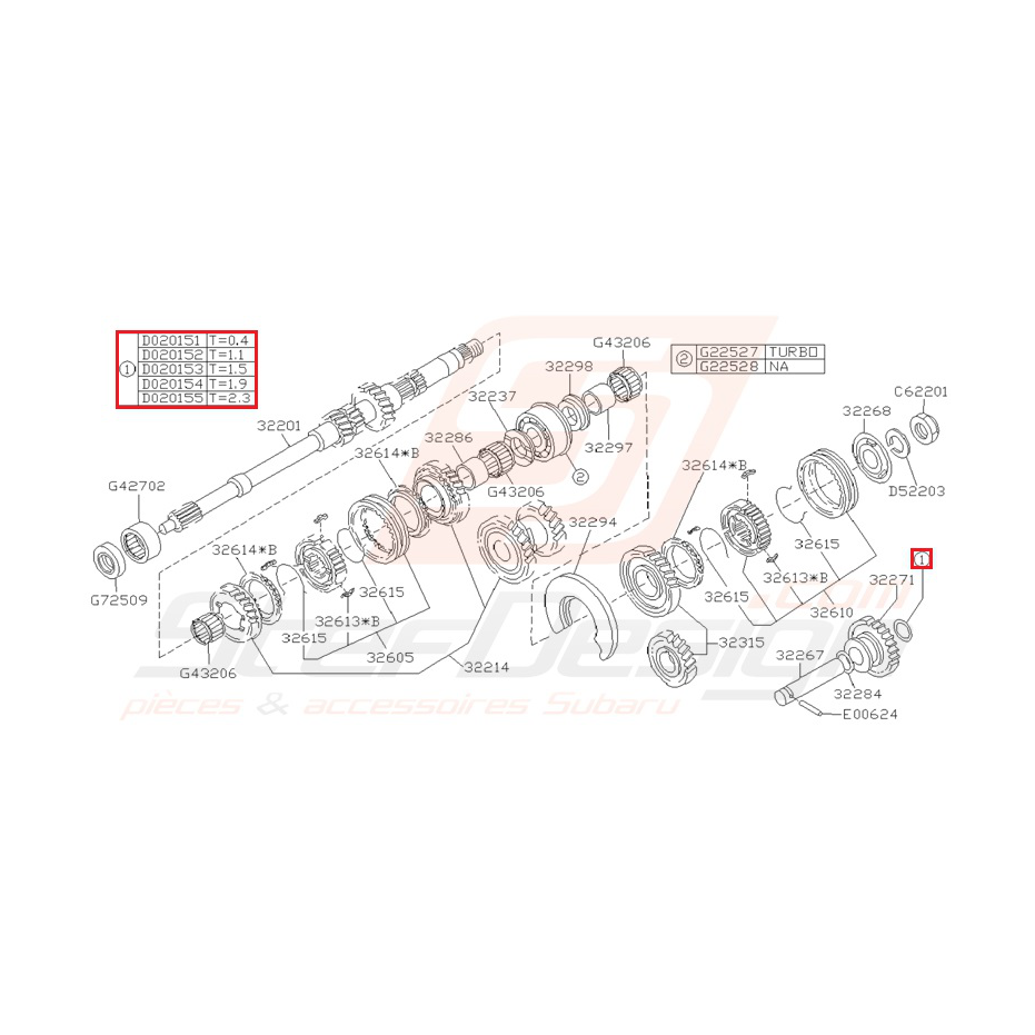 Rondelle Arbre Primaire Origine Subaru Impreza GT 1993 - 2000