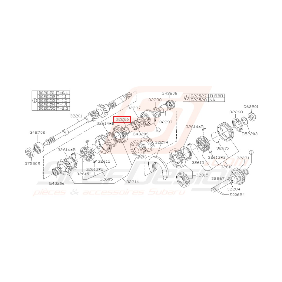 Bague Pignon de 4ème Vitesse Origine Subaru GT 1993 - 2000