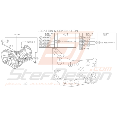Schéma Boite de Transmission Origine Subaru GT 1999 - 2000