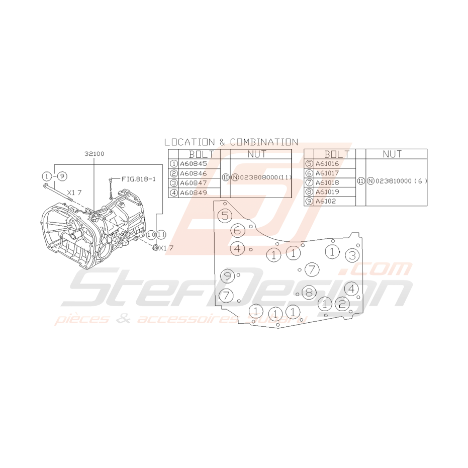 Schéma Boite de Transmission Origine Subaru GT 1999 - 2000 Schéma Boite de Transmission Origine Subaru GT 1999 - 2000