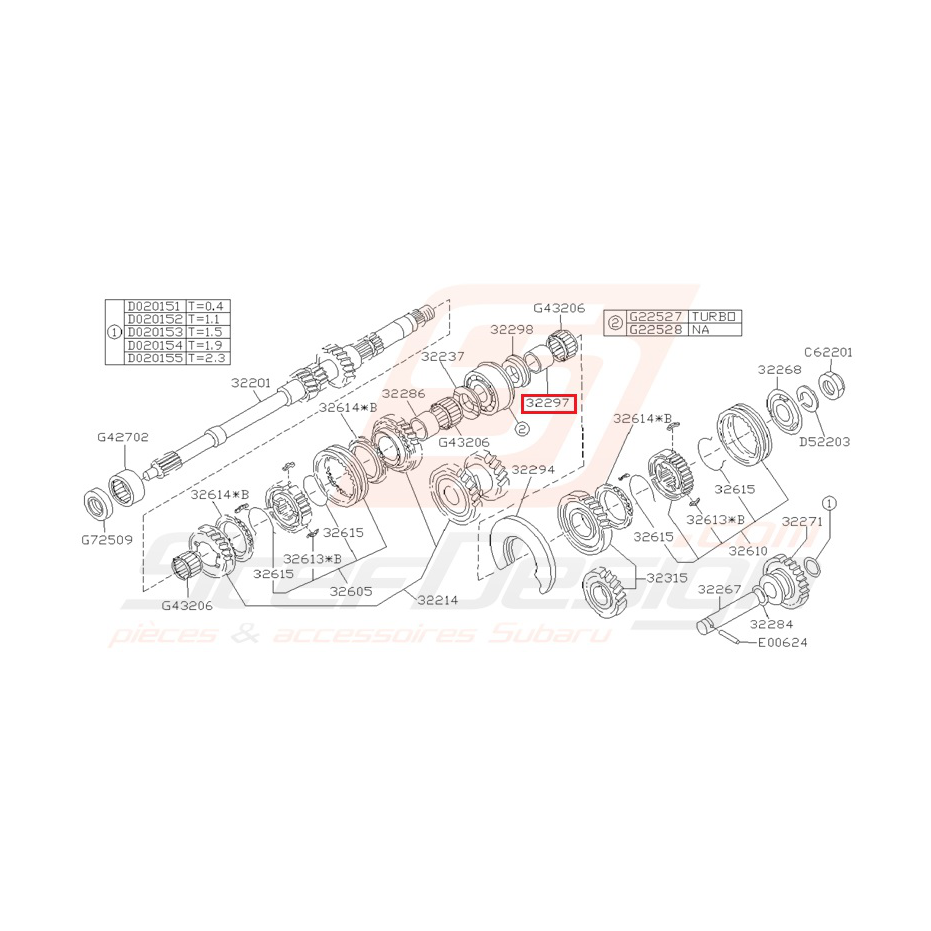 Roulement Aiguille de 5ème Vitesse Origine Subaru GT 1993 - 1998