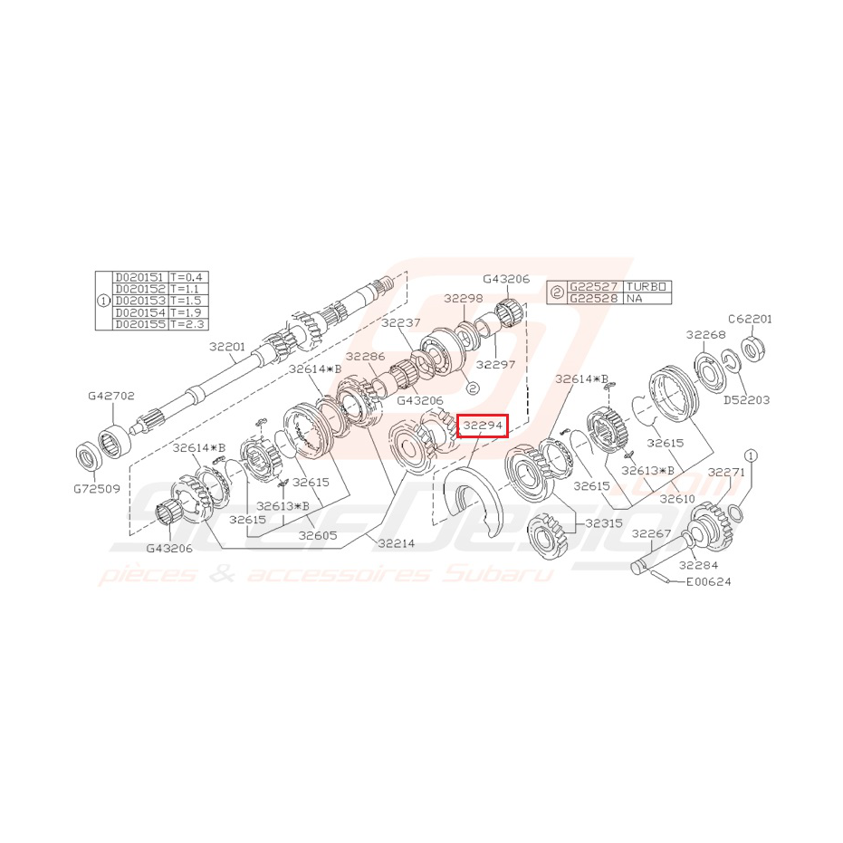 Plaque Arbre Principal Origine SUBARU GT 1993 - 2000