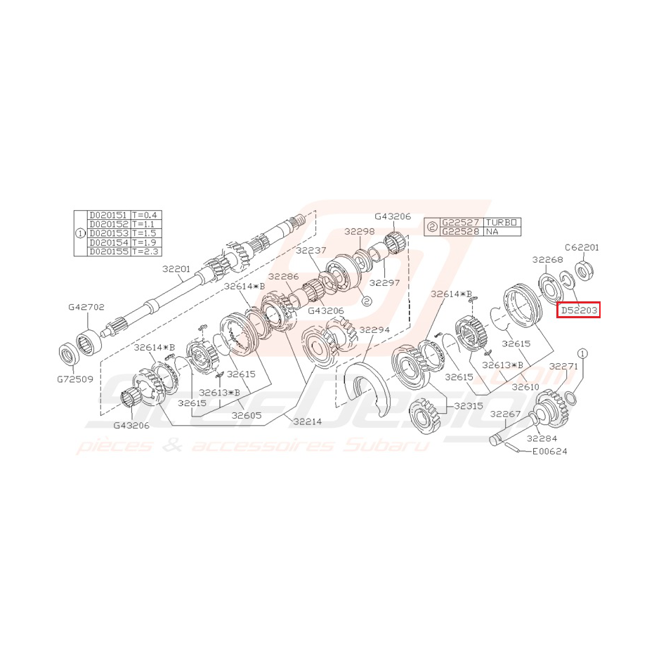 Rondelle de blocage arbre primaire FORESTER 2002