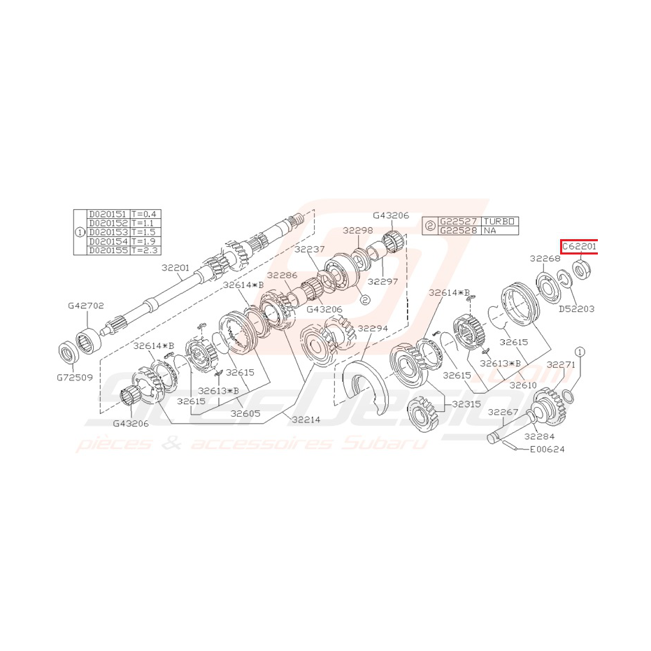Ecrou de blocage arbre primaire GT 93-00 WRX 01-10