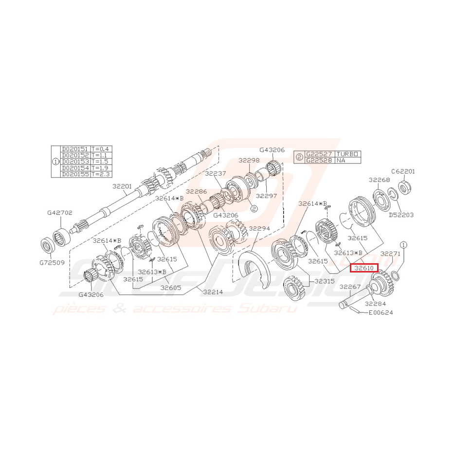 Moyeu + Baladeur N2 Origine Subaru Impreza 1993 - 1994