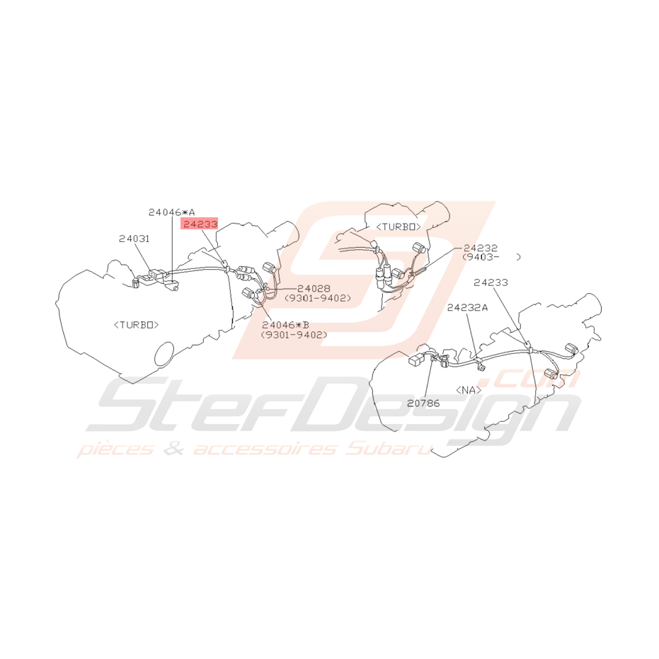 Agrafe Faisceau de Boite Origine Subaru Impreza GT de 1993 - 2000