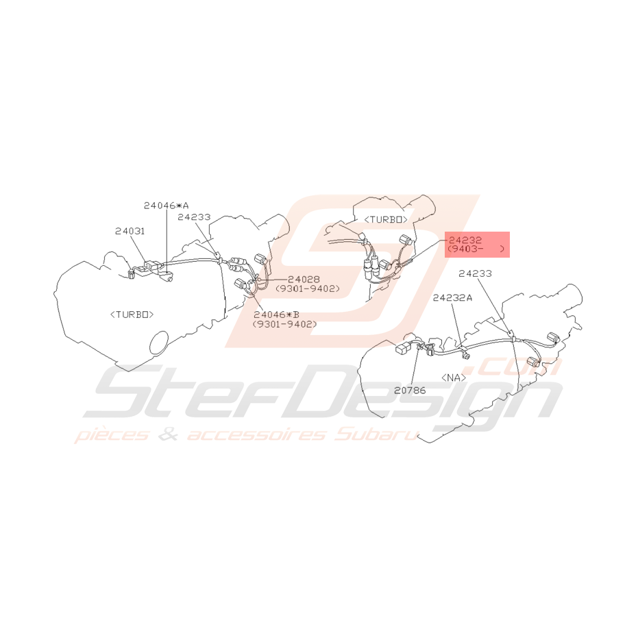 Agrafe de Faisceau de Boite Origine Subaru GT 03/1994 - 2000