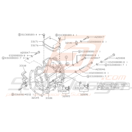 Schéma Extension de Boite Origine Subaru GT 1993 - 1997